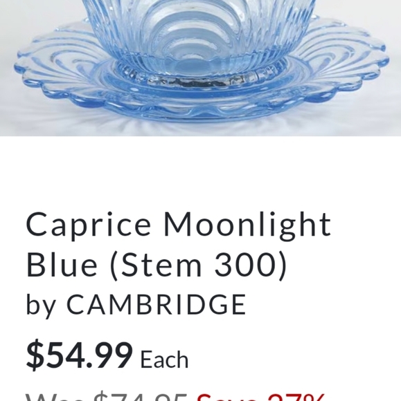 💙Cambridge ice Moonlight Blue Caprice bowl underplate art deco mayonnaise bowl - Picture 17 of 17